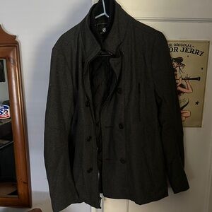 H&M Charcoal Double-Breasted Pea Coat